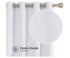 Deconovo Lot de 2 Rideaux Occultants Blanc Pâle Gris Isolant Thermique Rideaux a Oeillets Motif de Lossange Imprimés Argents pour Enfant Rideaux Chambre 117x138cm - Rideaux et stores