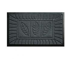 Tapis déco 1740047 tapis d'entrée feuilles polypropylène/cao gris 75 x 45 cm - Accessoires de rangement