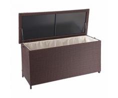 Coffre à coussins en polyrotin, HWC-D88, coffre jardin ~ Premium marron, 63x135x52 cm, 320l - Mobilier de Jardin