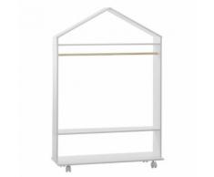Penderie à roulettes enfant Douceur - L. 80 x H. 120 cm - Blanc - Armoire