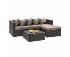 Blumfeldt Theia Lounge Salon de jardin complet polyrotin noir & marron - Mobilier de Jardin