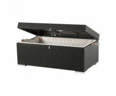 Coffre de Rangement en Résine Tressée Interougehome extérieur pour le Jardin Coloris Chocolat Noir Design en Résine Tressée et Structure Aluminium - Traitement Anti UV - Mobilier de Jardin