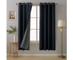 Deconovo Lot de 2 Oeillets Rideaux Salon Occultant Bleu Foncé Isolant Thermique Rideau Enfant avec Revêtement en Mousse 140x180cm Chambre Garcon - Rideaux et stores