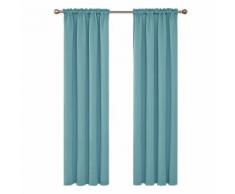 Deconovo Lot de 2 Rideaux Occultants Thermiques Rideaux Salon Design Moderne Rideau Fenetre Chambre Cuisine Pass Tringle 132X214cm Bleu Ciel - Rideaux et stores
