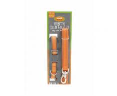 Ensemble collier et laisse pour chien réfléchissant - Orange - 20 cm - 35 cm - Matériels de camping et randonnée