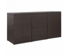 vidaXL Abri pour poubelle triple Marron 229x78x120 cm Résine tressée - Outillage de jardin à main