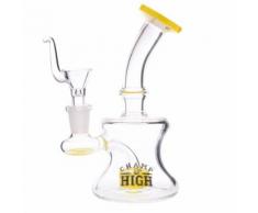 Bong - Pipe à eau - Bang - Format pratique 16,5 cm - Facile à nettoyer - Fabriqué en verre - Jaune - Livré dans une belle boîte cadeau - Objet à poser
