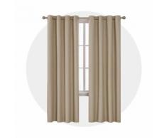 Deconovo Lot de 2 Rideaux Occultants Isolants Complet à Oeillets Microfibre Rideau Fenêtre Chambre Cuisine Salon 140x245cm Taupe Rideaux Balcon Intérieur - Rideaux et stores