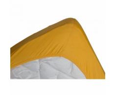 LINANDELLE - Drap housse coton jersey extensible DOUCEUR Jaune or 160x200 cm - Linge de lit