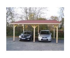 Habrita - Carport Double Monopente Avec Couverture Bardeau Bitumé - Mobilier de Jardin