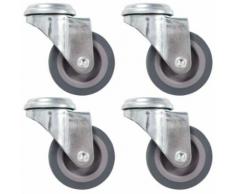 vidaXL 8x Roulettes Pivotantes à Trou de Boulon Fixes Roues Fixes pour Etabli Meuble Chariot Roulant Etagère à Livre Tables de Travail Capacité de 45 kg 75 mm - Accessoires pour meubles