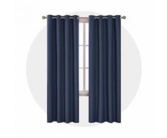 Deconovo Lot de 2 Rideaux Thermiques Occultant Microfibre Complet Rideau Salon Design Moderne à Oeillets 140x260cm Bleu Marine Rideaux de la Cuisine Moderne - Rideaux et stores