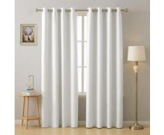 Deconovo Lot de 2 Oeillets Rideaux Occultants Blanc 140x175cm Isolants Thermique Solides Lourds Rideaux Enfants avec Revêtement en Mousse Rideaux Cuisine - Rideaux et stores