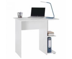 Bureau pour enfant ou adulte NOVA, bureau informatique table d'ordinateur rangement ouvert 2 tablettes, en mélaminé blanc mat - Bureaux