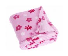 Playshoes couverture polaire fleurs 75 x 100 cm rose - Linge de lit