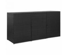vidaXL Abri pour poubelle triple Noir 229x78x120 cm Résine tressée - Outillage de jardin à main