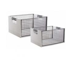 Aubry Gaspard - Corbeilles de rangement en bois vieilli et métal (Lot de 2) - Boite de rangement
