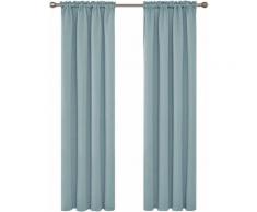 Deconovo Lot de 2 Rideaux Occultants Thermiques Rideaux Chambre Bebe Garcon Rideau Fenetre Cuisisne Salon Pass Tringle 132X214cm Bleu Ciel Clair - Rideaux et stores