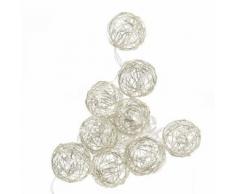 The Home Deco Light - Guirlande lumineuse sphère filaire en métal 10 leds Argent - Lampes