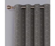 Deconovo Lot de 2 Rideaux Occultants Gris Clair Isolant Thermique Rideaux a Oeillets Motif de Lossange Imprimés Argents pour Enfant Rideaux Chambre 117x183cm - Rideaux et stores