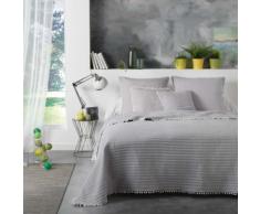 Pack couvre lit matelas. 220x240 +2 h cous.45x45 microfibre+pompons dorina Gris - Equipement du lit
