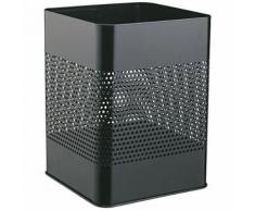 Durable 332101 corbeille à papier carrée 18,5 litres hauteur 32 cm en métal peint avec perforations coloris noir - Accessoires de rangement