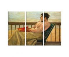 Max Liebermann Poster Reproduction Sur Toile, Tendue Sur Châssis - Martha Liebermann, La Femme De l'Artiste À La Plage, 1895, 3 Parties (80x120 cm) - Décoration murale