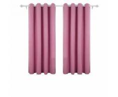 Deconovo Rideau Occultant Thermique à Oeillets Rideau Chambre Salon Design Moderne Solide Isolation Thermique 132x183cm Rose - Rideaux et stores
