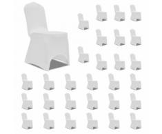 vidaXL Housses élastiques de chaise Blanc 30 pcs - Textile séjour