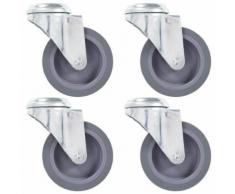 vidaXL 8x Roulettes Pivotantes à Trou de Boulon Roues Fixes pour Etabli Meuble Chariot Roulant Etagère à Livre Capacité de 60 kg 100 mm - Accessoires pour meubles