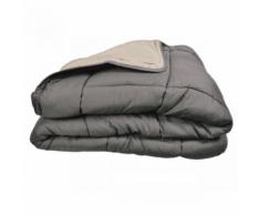 Couvre lit non-feu 240x220 calgary bicolore taupe lin - Linge de lit