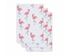 Lot de 3 gants de toilette hydrophiles 20x15cm Tropical Flamingo - Rose - Gants - Sorties de bain - Serviettes