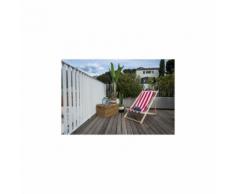 Italiadoc Chilienne En Bois Dhetre Et Toile Dralon - 3 Positions - 58 X 95 X 87 Cm - Raye Blanc Et Rouge - Mobilier de Jardin