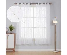 Deconovo Lot de 2 Rideau Voilage Or à Oeillets Rideaux Voilage Salon Design Moderne Rieau Fenêtre Cuisine 132x214cm - Rideaux et stores