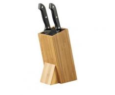 Zeller 2057800 bloc à couteaux avec brosse en bambou/plastiqué marron 15 x 9,5 x 23,5 cm - Ustensile de cuisine
