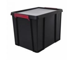 IRIS OHYAMA Boîte de rangement empilable avec couvercle - Multi Box - MBX-38- Plastique - Noir, rouge et transparent - 38 L - Rangement de l'atelier