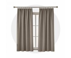 Deconovo Lot de 2 Rideau Salon Design Moderne Rideaux Isolant Phonique Rideau Fenetre Cuisine Salon Occultant Galon Fronceur 140x180cm Taupe - Rideaux et stores