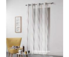Panneau a oeillets 140 x 240 cm voile sable fils coupes vagueline Choco - Rideaux et stores