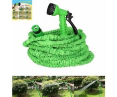 Tuyau d'arrosage, 150 feet Tuyau d'arrosage Rétractable + pistolet d'arrosage 7 fonctions, Tuyau d'arrosage souple et léger extensible jusqu'à 3 fois Vert - Accessoires d'arrosage