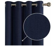 Deconovo Lot de 2 Couche de Mousse Isolant Occultant Rideaux Grande Hauteur Oeillets Thermique pour Rideau Chambre Salon Polyester 132 x 229cm Bleu Marine - Rideaux et stores