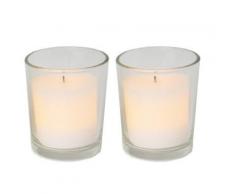 star lot de 2 bougies chauffe-plat à led dans un verre lumière vacillante blanc piles incluses 7 x 4,5 cm - Appliques et spots