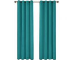 Deconovo Solide Rideaux Occultants Lot de 2 Thermique Isolation avec Oeillets pour Cuisine Bureau Salon Décoration 140x210cm Turquoise - Rideaux et stores