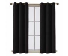 Deconovo Lot de 2 Rideaux Occultants Thermique Rideaux Chambre Design Moderne Rideau Fenêtre Salon Noir Rideaux Balcon Intérieur 107x138cm - Rideaux et stores