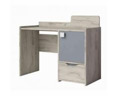 Bureau en bois 1 tiroir 1 porte imitation frêne et gris - BU4025 - Bureaux enfant et accessoires