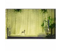 BLANC CHAUD 3*3M 300 LEDs filet Rideau Filet Guirlande Lumineuse 8 modes pour décoration Noël fête soirée bar mariage - Rideaux et stores
