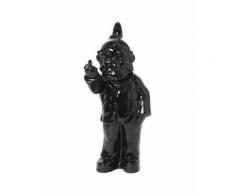 Statue en résine NAIN de jardin doigt d'honneur noir - 33 cm - Objet à poser