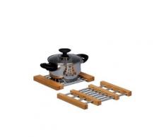 ZELLER 25299 DESSOUS DE PLAT EXTENSIBLE EN BAMBOU ET ACIER INOXYDABLE 20 X 22 CM - Accessoire de cuisine