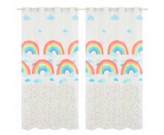 vidaXL Rideau occultant imprimé pour enfant 2pcs 140x240cm Arc-en-ciel - Rideaux et stores