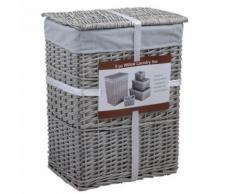 Aubry Gaspard - Panier à linge avec corbeilles en éclisse grise (Lot de 5) - Boite de rangement