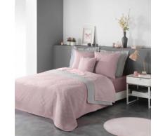 Couvre-lit 2 personnes matelassé 220x240 bicolore Cottage rose gris - Couvertures - Edredons - Couettes